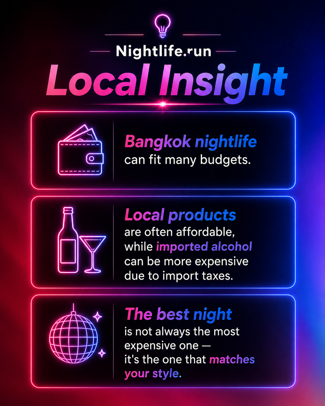 Bangkok offers different price levels